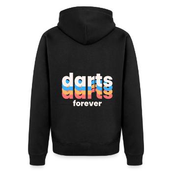 Darts für immer. - Unisex Premium Bio Zip Hoodie - Schwarz - Hinten - Nico (187cm)