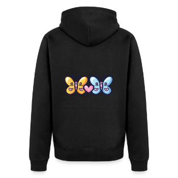 Couple De Papillons Amoureux Animal Saint Valentin - Veste à capuche bio Premium Unisexe - noir - Dos - Nico (187cm)