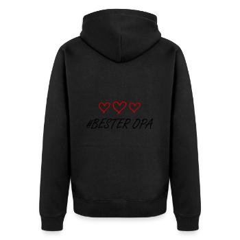 Bester Opa Herz Liebe - Unisex Premium Bio Zip Hoodie - Schwarz - Hinten - Nico (187cm)