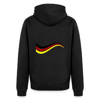 Germany Linie Deutschland Team - Unisex Premium Bio Zip Hoodie - Schwarz - Hinten - Nico (187cm)