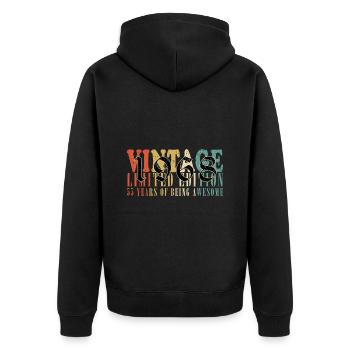 55. Geburtstag Jahrgang 1968 Vintage 1968 - Unisex Premium Bio Zip Hoodie - Schwarz - Hinten - Nico (187cm)