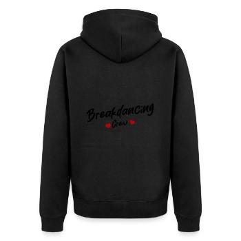 Breakdancing Crew Herz - Unisex Premium Bio Zip Hoodie - Schwarz - Hinten - Nico (187cm)