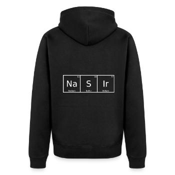 Nasir Nom Prénom Chimie Tableau périodique Éléments - Veste à capuche bio Premium Unisexe - noir - Dos - Nico (187cm)