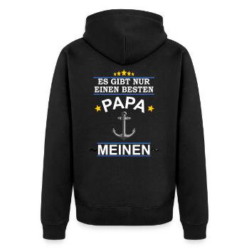 Papa Bester - Unisex Premium Bio Zip Hoodie - Schwarz - Hinten - Nico (187cm)
