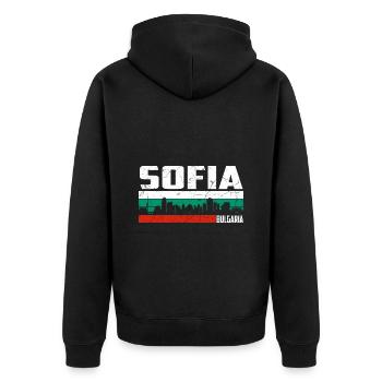 Sofia Bulgarie - Veste à capuche bio Premium Unisexe - noir - Dos - Nico (187cm)