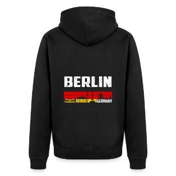 Berlin Stadt - Unisex Premium Bio Zip Hoodie - Schwarz - Hinten - Nico (187cm)