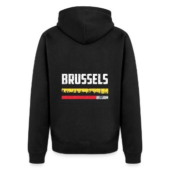 Bruxelles ville Belgique - Veste à capuche bio Premium Unisexe - noir - Dos - Nico (187cm)