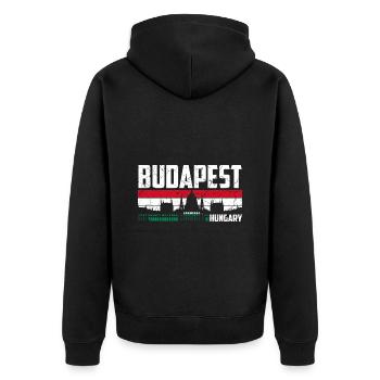 Budapest Ungarn Stadt - Unisex Premium Bio Zip Hoodie - Schwarz - Hinten - Nico (187cm)