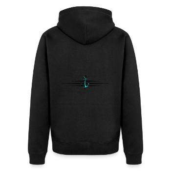 Anchor Icon - Unisex Premium Organic Zip Hoodie - black - Back - Nico (187cm)