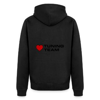Tuning Team Herz - Unisex Premium Bio Zip Hoodie - Schwarz - Hinten - Nico (187cm)