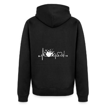 Bowling Herzschlag Bowlingspieler - Unisex Premium Bio Zip Hoodie - Schwarz - Hinten - Nico (187cm)