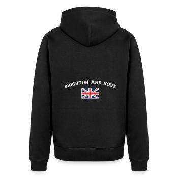 Brighton And Hove UK Britische Flagge Brite - Unisex Premium Bio Zip Hoodie - Schwarz - Hinten - Nico (187cm)
