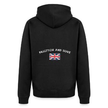 Brighton And Hove UK Vintage British Flag - Unisex Premium Organic Zip Hoodie - black - Back - Nico (187cm)