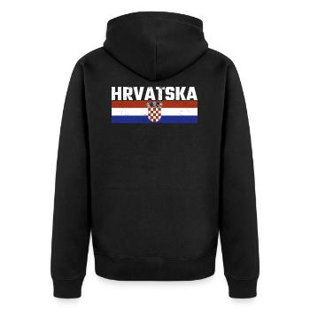 Hrvatska Croatia Kroatien Urlaub Kroatische Flagge - Unisex Premium Bio Zip Hoodie - Schwarz - Hinten - Nico (187cm)