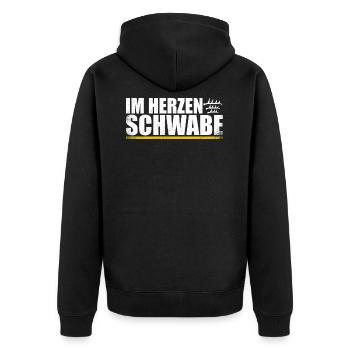 Im Herzen Schwabe Stolze Schwaben Vintage - Unisex Premium Bio Zip Hoodie - Schwarz - Hinten - Nico (187cm)