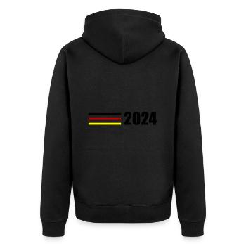 2024 Deutschland Fahne - Unisex Premium Bio Zip Hoodie - Schwarz - Hinten - Nico (187cm)