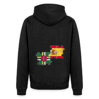 Dominica Spanien Vintage Flagge Dominicaner - Unisex Premium Bio Zip Hoodie - Schwarz - Hinten - Nico (187cm)