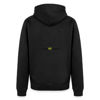 Krone Symbol Design - Unisex Premium Bio Zip Hoodie - Schwarz - Hinten - Nico (187cm)