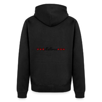Mallorca Liebe Herz - Unisex Premium Bio Zip Hoodie - Schwarz - Hinten - Nico (187cm)