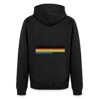 Birmingham UK Britisch Brite - Unisex Premium Bio Zip Hoodie - Schwarz - Hinten - Nico (187cm)