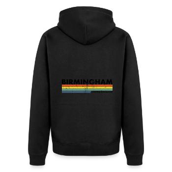 Birmingham UK Vintage British - Unisex Premium Organic Zip Hoodie - black - Back - Nico (187cm)