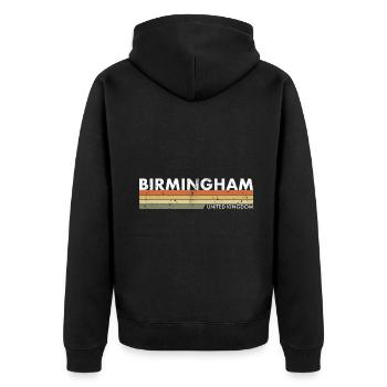 Birmingham UK Vintage British - Unisex Premium Organic Zip Hoodie - black - Back - Nico (187cm)