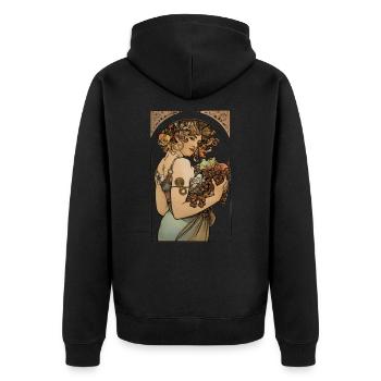 Alfons Mucha - Le Fruit - Unisex Premium Bio Zip Hoodie - Schwarz - Hinten - Nico (187cm)