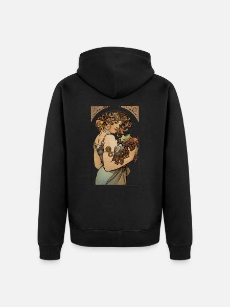 Alfons Mucha - Le Fruit - Unisex Premium Organic Zip Hoodie - black