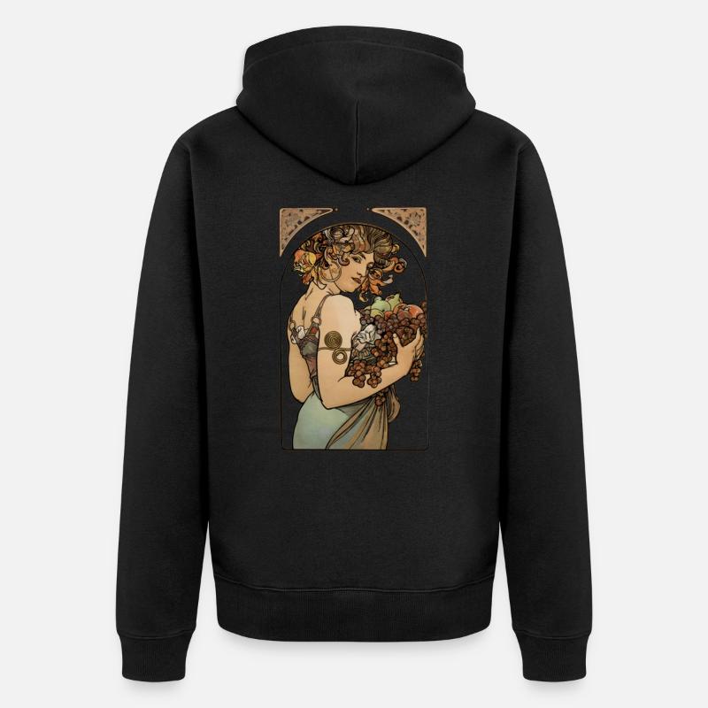 Alfons Mucha - Le Fruit - Unisex Premium Bio Zip Hoodie - Schwarz