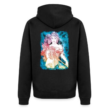 Alfons Mucha - Unisex Premium Bio Zip Hoodie - Schwarz - Hinten - Nico (187cm)