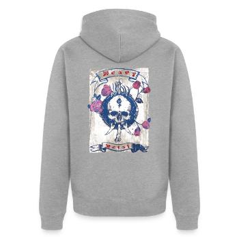 Heavy Metal Rock Music - Unisex Premium Bio Zip Hoodie - Grau meliert - Hinten - Nico (187cm)