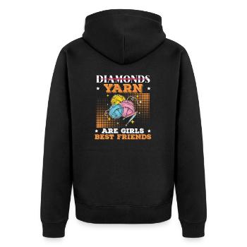 Yarn Are Girls Best Friend Funny Crocheting Yarn - Unisex Premium Organic Zip Hoodie - black - Back - Nico (187cm)