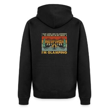 Ich könnte so aussehen, als würde ich dir zuhören - Unisex Premium Bio Zip Hoodie - Schwarz - Hinten - Nico (187cm)