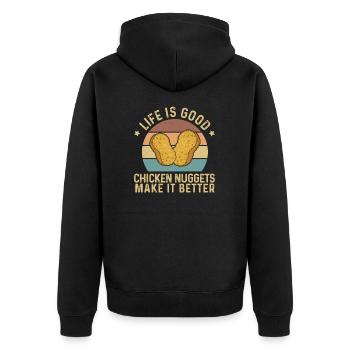 Life Is Good Lustige Fast Food Nugs für einen - Unisex Premium Bio Zip Hoodie - Schwarz - Hinten - Nico (187cm)