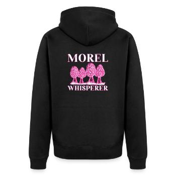 Morel Whisperer Funny Mycologist For Edible - Unisex Premium Organic Zip Hoodie - black - Back - Nico (187cm)