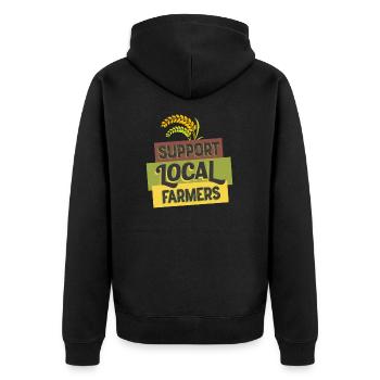 Support Your Local Farmer Grain No Farmers No Food - Unisex Premium Organic Zip Hoodie - black - Back - Nico (187cm)