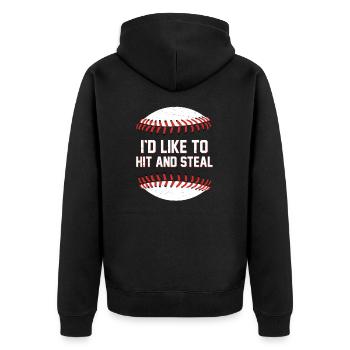 I'd Hit That Funny Game Day Humor For A Baseball - Unisex Premium Organic Zip Hoodie - black - Back - Nico (187cm)