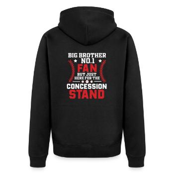 Big Brother Fan Lustiger Baseballspieler - Unisex Premium Bio Zip Hoodie - Schwarz - Hinten - Nico (187cm)