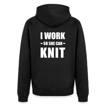 Lustiges Stricken, Hobby-Humor für - Unisex Premium Bio Zip Hoodie - Schwarz - Hinten - Nico (187cm)