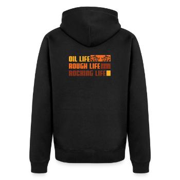 Oilfield Worker Oil Life Rugh Life Huile de vie à - Veste à capuche bio Premium Unisexe - noir - Dos - Nico (187cm)