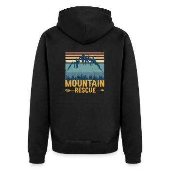 Mountain Rescue Retro Search And Rescue - Unisex Premium Organic Zip Hoodie - black - Back - Nico (187cm)