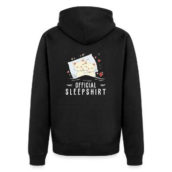 Offizieller Schlafanzug, Motiv: Katzen - Unisex Premium Bio Zip Hoodie - Schwarz - Hinten - Nico (187cm)