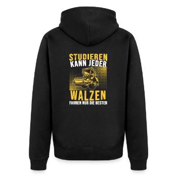 Walzenfahrer Studieren Kann Jeder Straßenwalze - Unisex Premium Bio Zip Hoodie - Schwarz - Hinten - Nico (187cm)