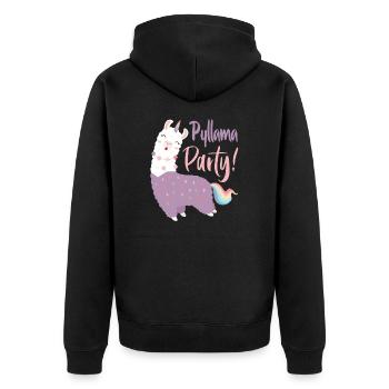 Pyllama Party Llama Alpaca Funny Pyjama - Unisex Premium Organic Zip Hoodie - black - Back - Nico (187cm)