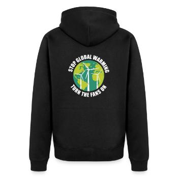Turn the Fans On Funny Wind Turbine Technician - Unisex Premium Organic Zip Hoodie - black - Back - Nico (187cm)