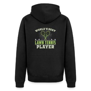 Weltweit bester lustiger Tennissportler für einen - Unisex Premium Bio Zip Hoodie - Schwarz - Hinten - Nico (187cm)