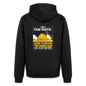 I Am A Fan-tastic Wind Turbine Funny Wind Turbine - Unisex Premium Organic Zip Hoodie - black - Back - Nico (187cm)