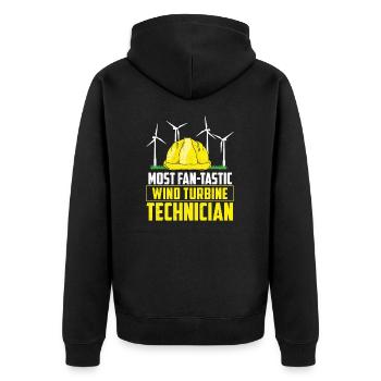 Die meisten fan-tastischen Windkraft-Techniker - Unisex Premium Bio Zip Hoodie - Schwarz - Hinten - Nico (187cm)