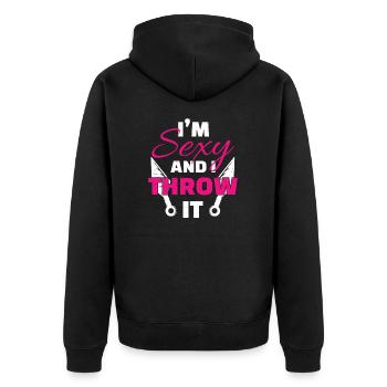 I'm Sexy And I Throw It Funny Knife Kunai Throwing - Unisex Premium Organic Zip Hoodie - black - Back - Nico (187cm)