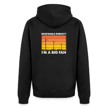 I'am A Big Fan Lustiger Windturbinen-Techniker - Unisex Premium Bio Zip Hoodie - Schwarz - Hinten - Nico (187cm)
